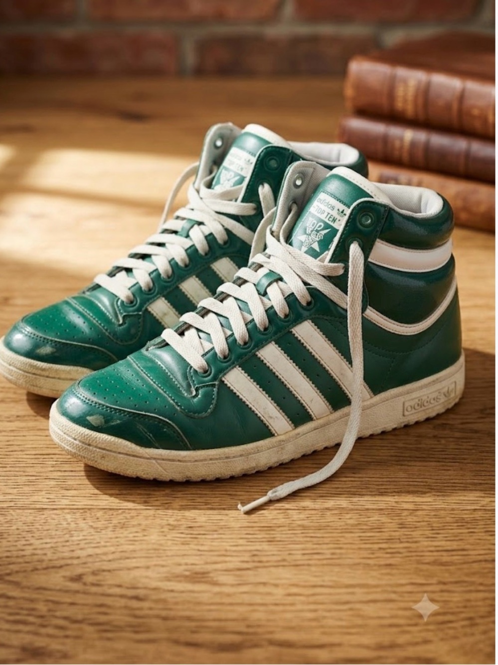 Adidas Originals Top Ten High Top Sneakers Green White Retro Mens Size 10